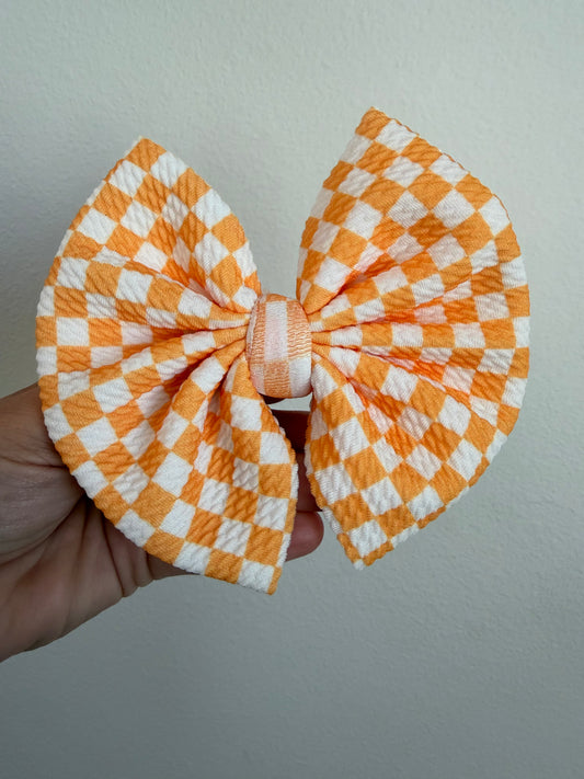 BIG CLIP BOW - YELLOW/WHITE CHECKERED