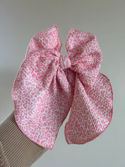 SAILOR BOW - READY TO SHIP - PINK CHEETAH