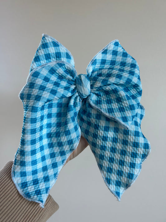 SAILOR BOW - READY TO SHIP - BLUE GINGHAM #1