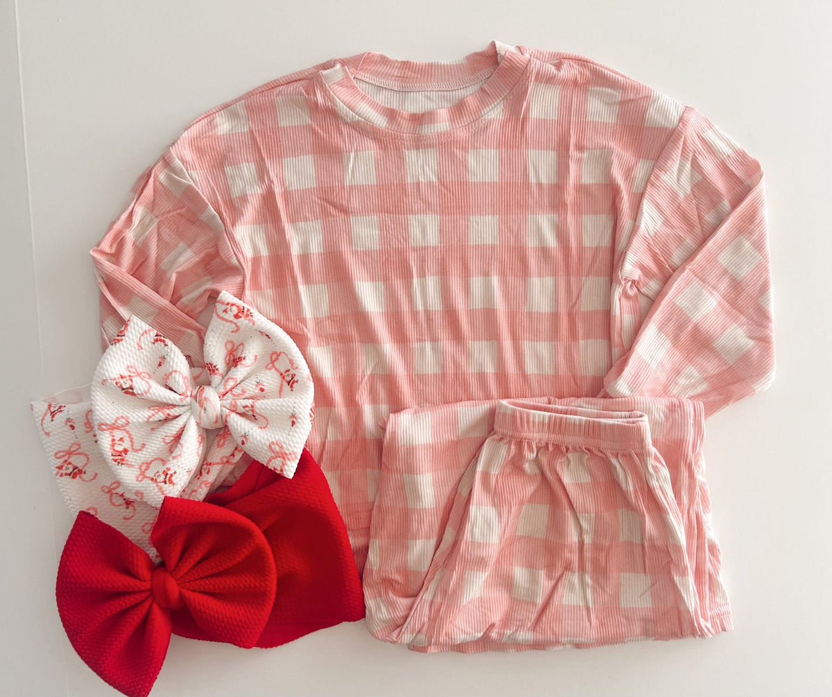 Pink plaid lounge set