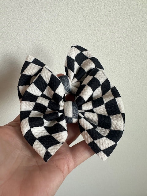 PIGGIE CLIPS - BLACK/WHITE CHECKERED
