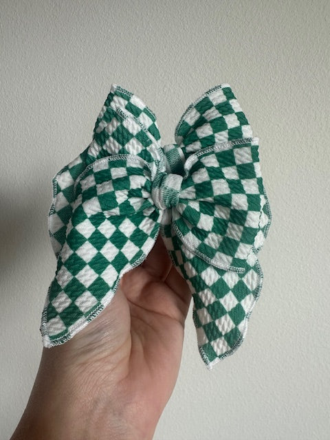 SAILOR PIGGIE CLIPS -GREEN CHECKERED